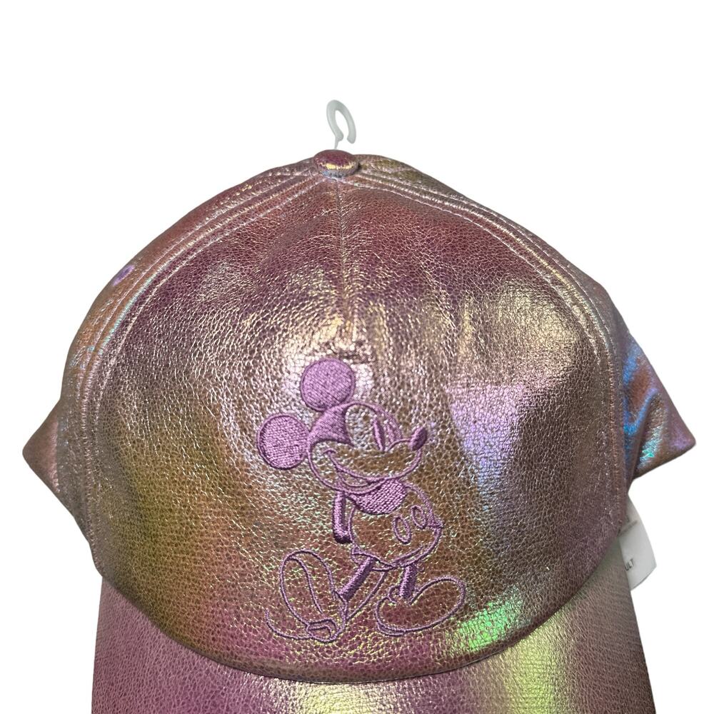 Disney NEW Earidescent Iridescent Mickey Embroidered Baseball Cap Hat Pink OS - Picture 3 of 8